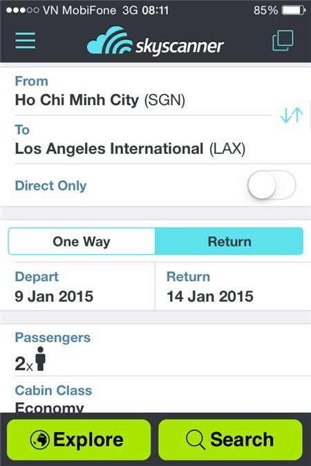 Ứng dụng Skyscanner - Tìm vé máy bay giá rẻ trên điện thoại