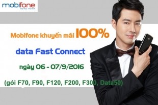 Khuyến mãi 3G Mobifone 2016: Tặng 100% data Fast Connect ngày 6 – 7/9