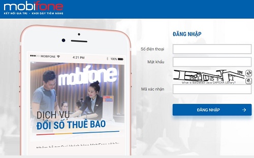 Giao diện website đổi số điện thoại Mobifone