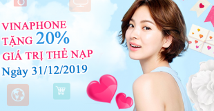 Khuyến mãi Vinaphone tháng 12/2019 – KM Vina tặng 20% giá trị thẻ nạp ngày 31/12